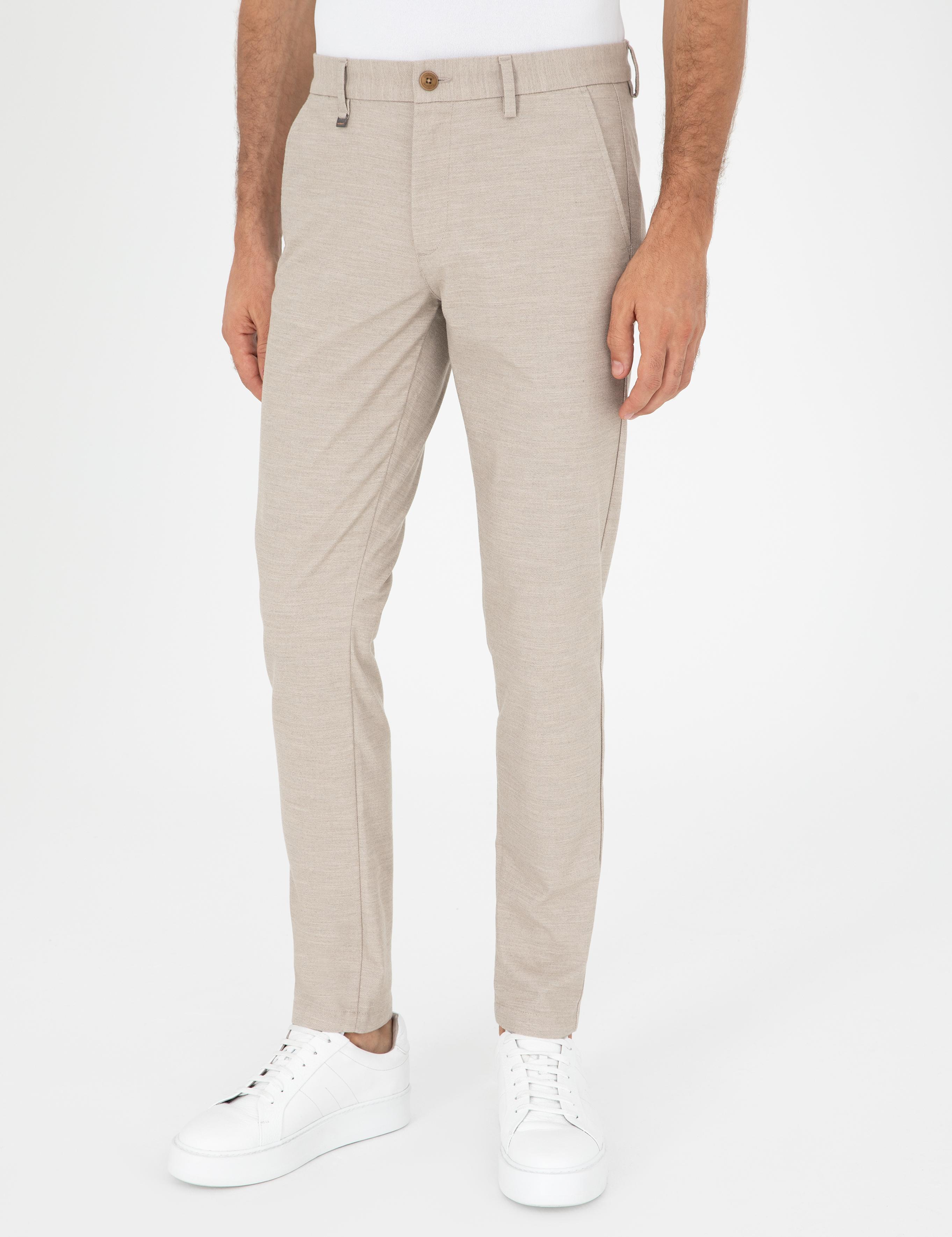 Bej Slim Fit Pamuk Karışımlı Kanvas Pantolon - 50292337004