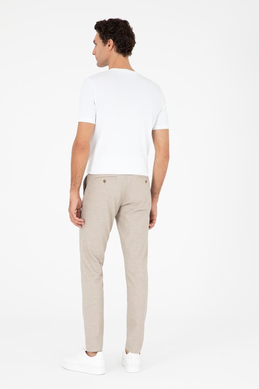 Bej Slim Fit Pamuk Karışımlı Kanvas Pantolon - 50292337004