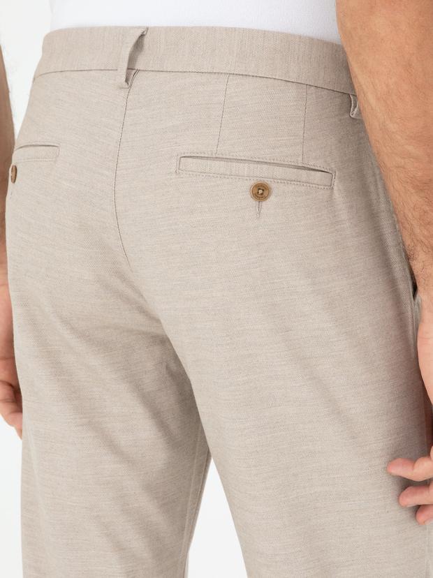 Bej Slim Fit Pamuk Karışımlı Kanvas Pantolon