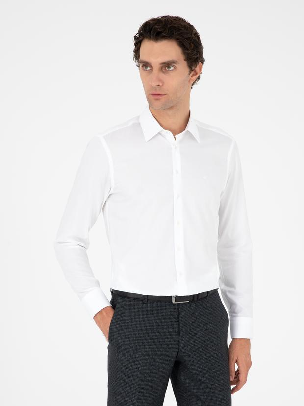 Beyaz Slim Fit %100 Pamuk Gömlek