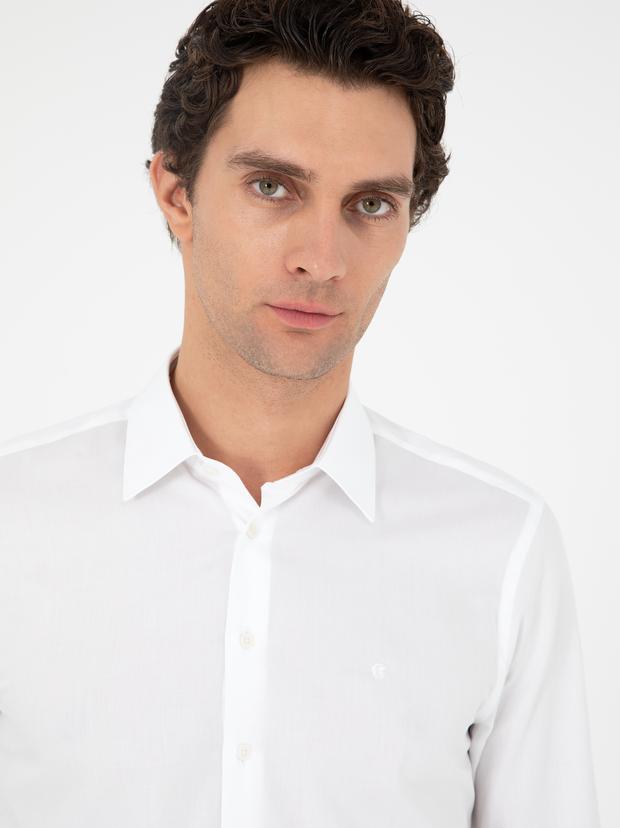 Beyaz Slim Fit %100 Pamuk Gömlek