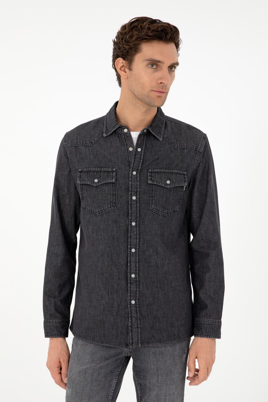 Antrasit Regular Fit Jean Gömlek - 50290961017