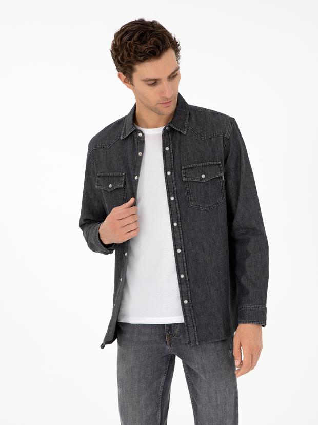 Antrasit Regular Fit Jean Gömlek