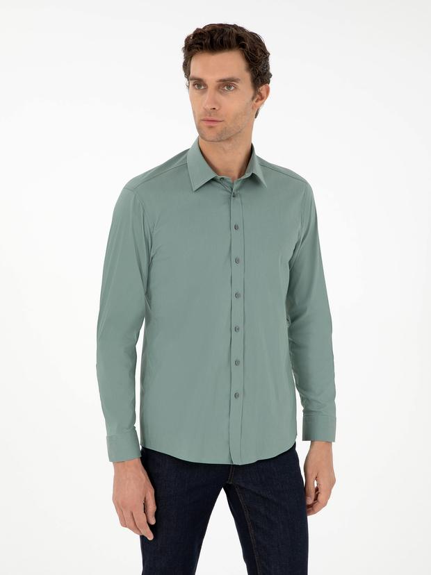 Mint Slim Fit Uzun Kollu Gömlek