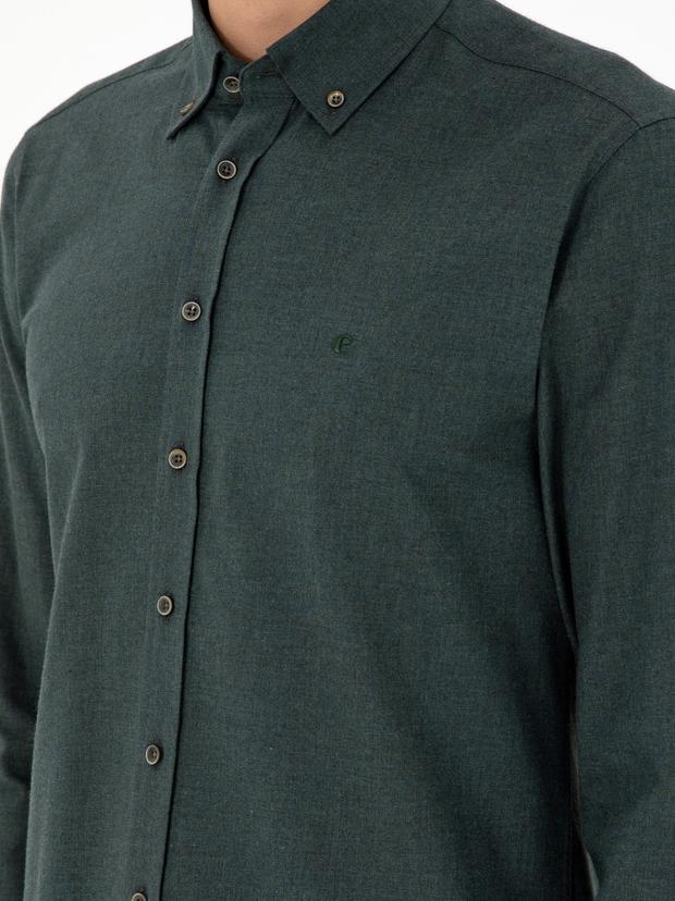 Koyu Yeşil Slim Fit Uzun Kollu Gömlek