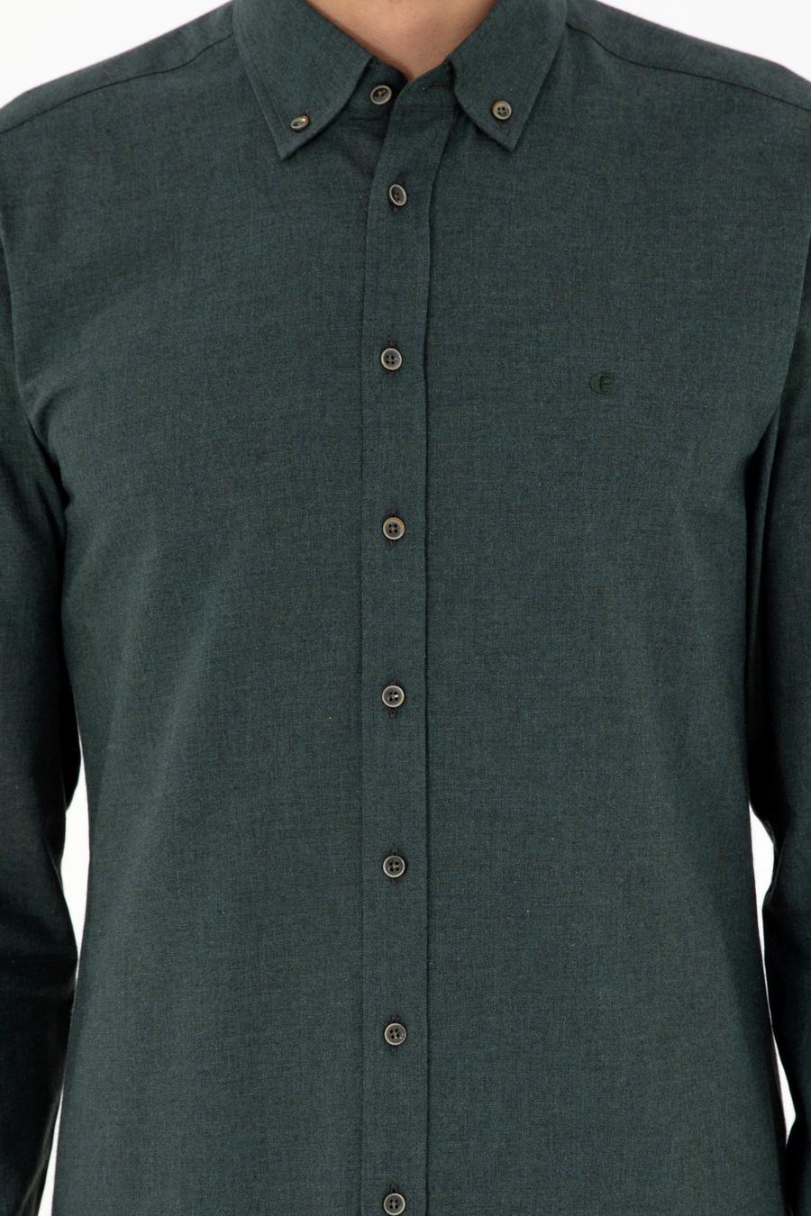 Koyu Yeşil Slim Fit Uzun Kollu Gömlek - 50291698251