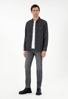 Antrasit Slim Fit Jean Pantolon