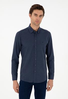 Lacivert Slim Fit Uzun Kollu Gömlek