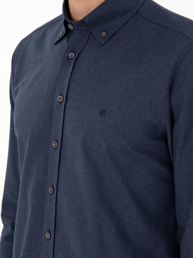 Lacivert Slim Fit Uzun Kollu Gömlek