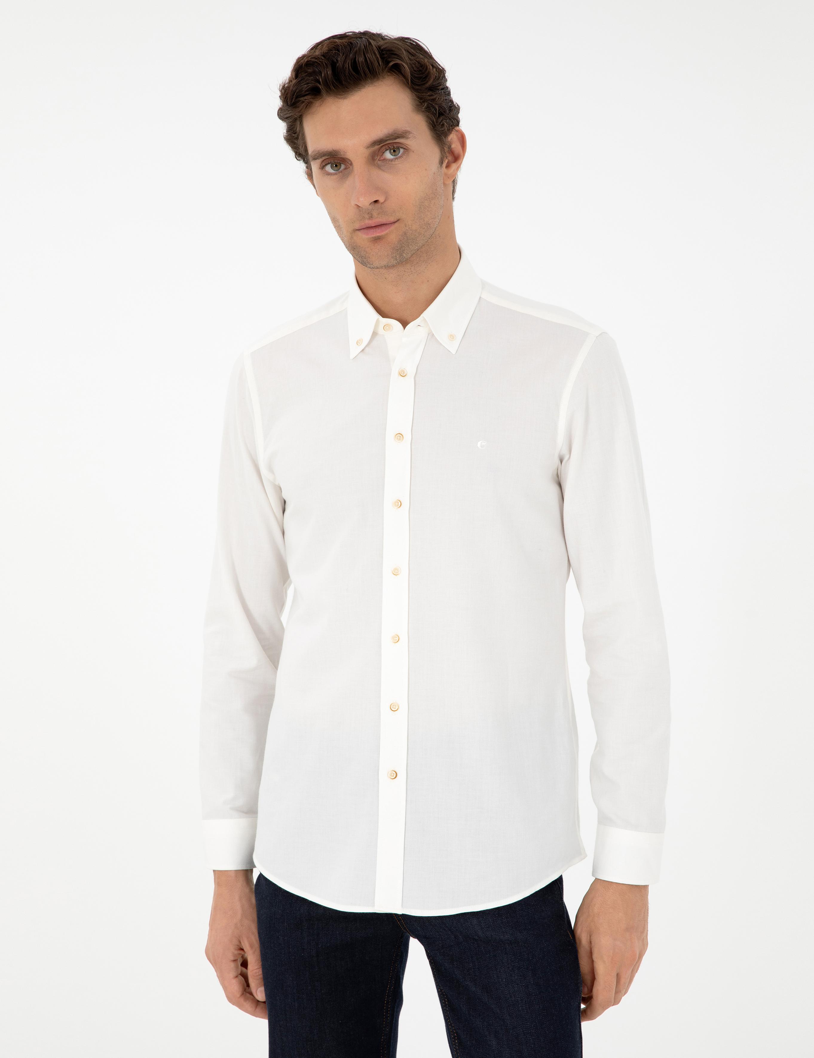 Beyaz Slim Fit Uzun Kollu Gömlek - 50291698210