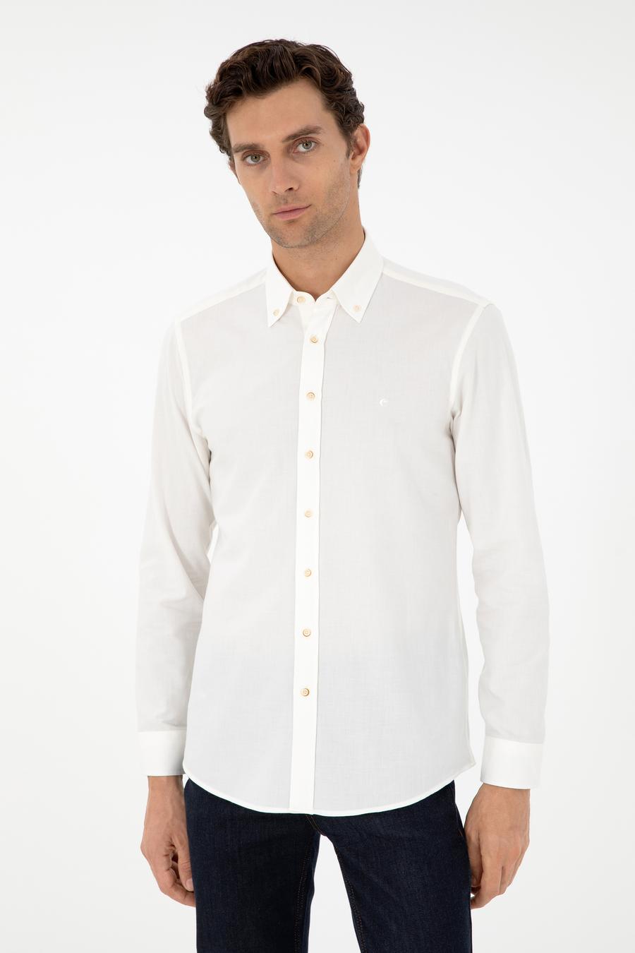 Beyaz Slim Fit Uzun Kollu Gömlek - 50291698210