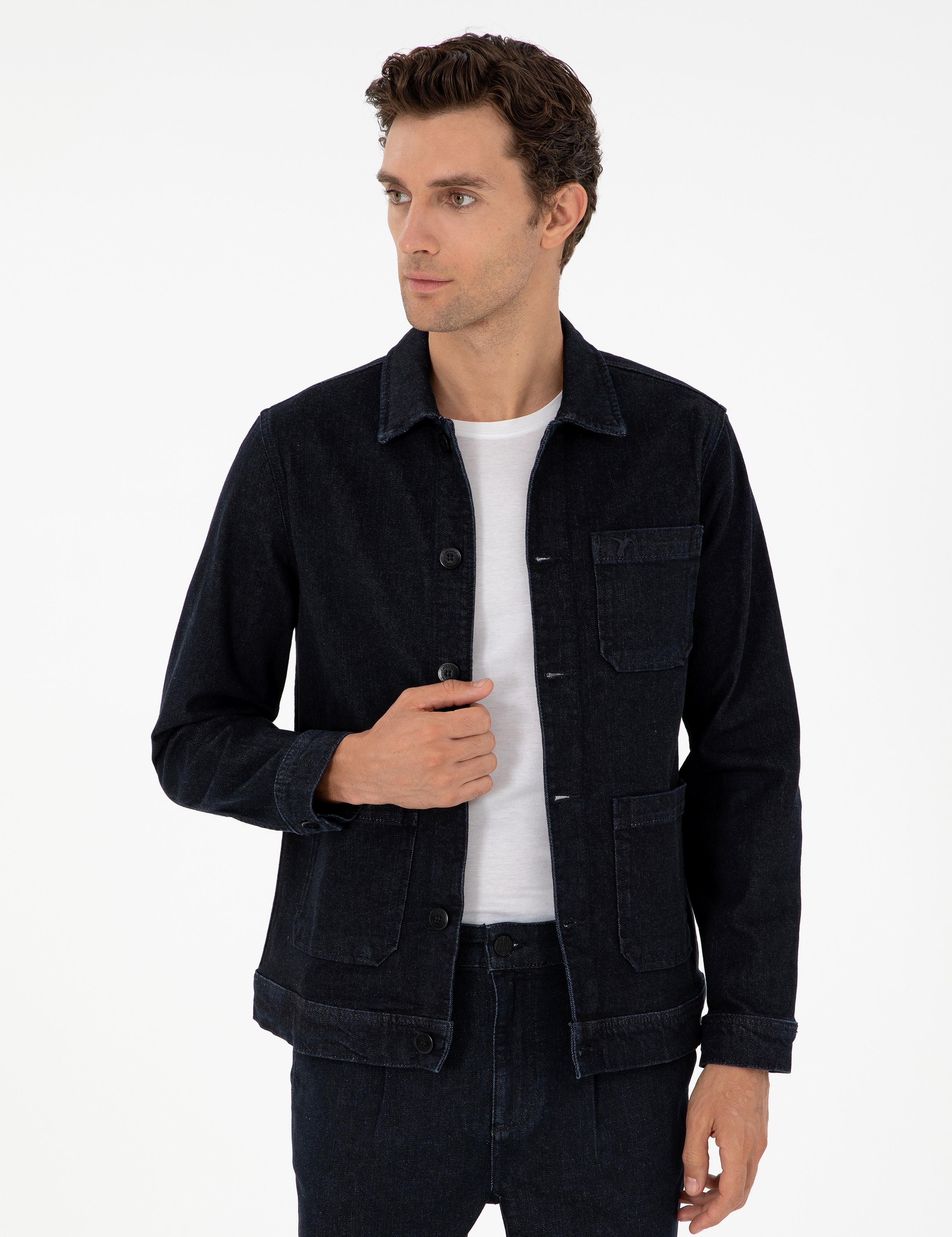 Koyu Lacivert Regular Fit Jean Ceket - 50290968026