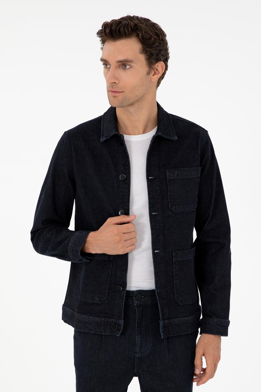 Koyu Lacivert Regular Fit Jean Ceket - 50290968026
