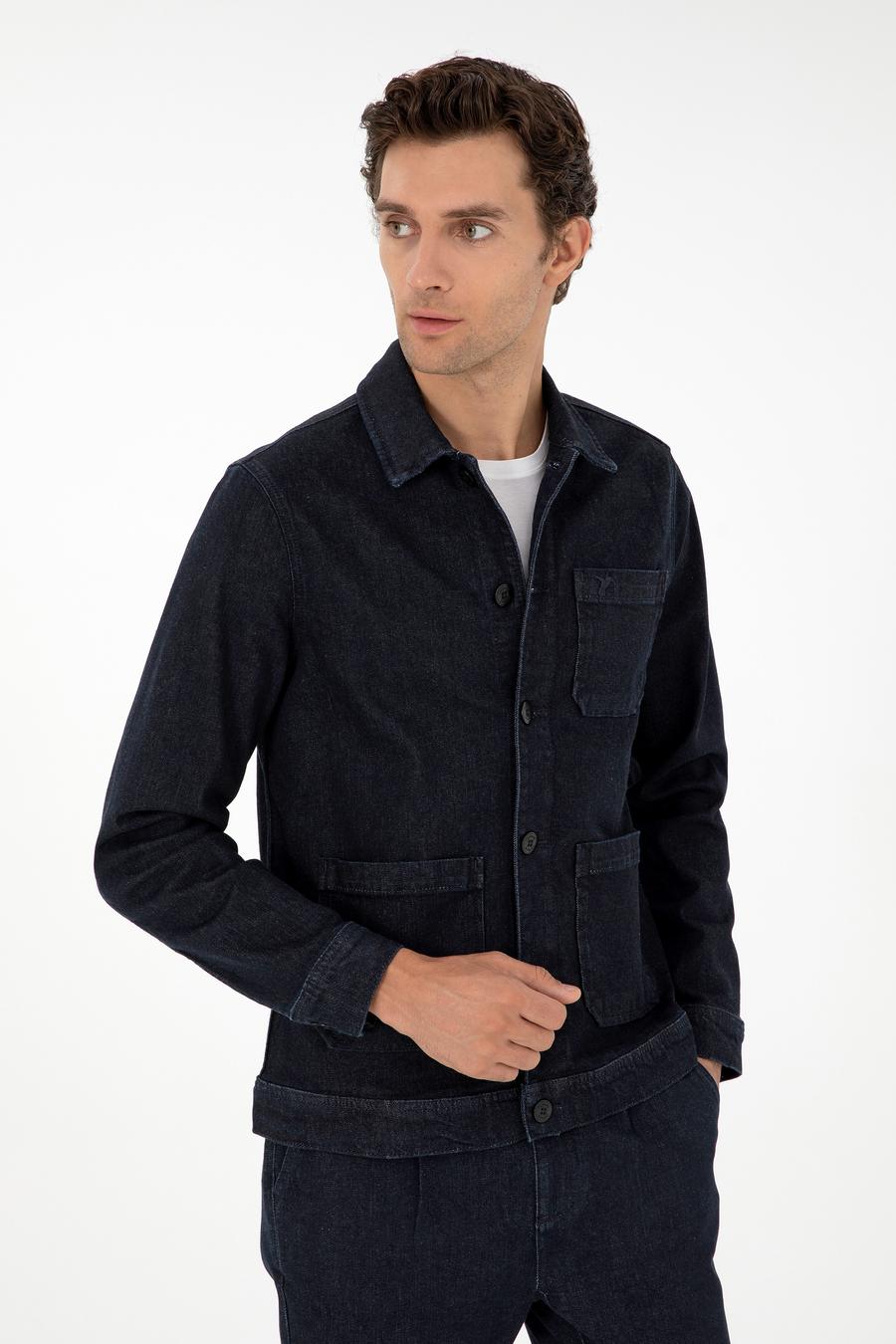 Koyu Lacivert Regular Fit Jean Ceket - 50290968026