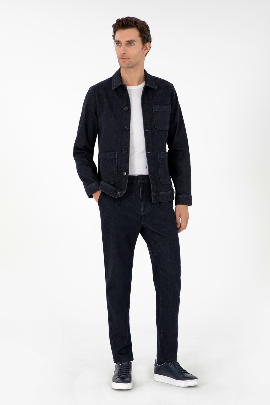 Koyu Lacivert Regular Fit Jean Ceket - 50290968026