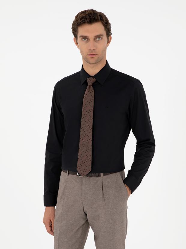 Siyah Slim Fit Uzun Kollu Gömlek