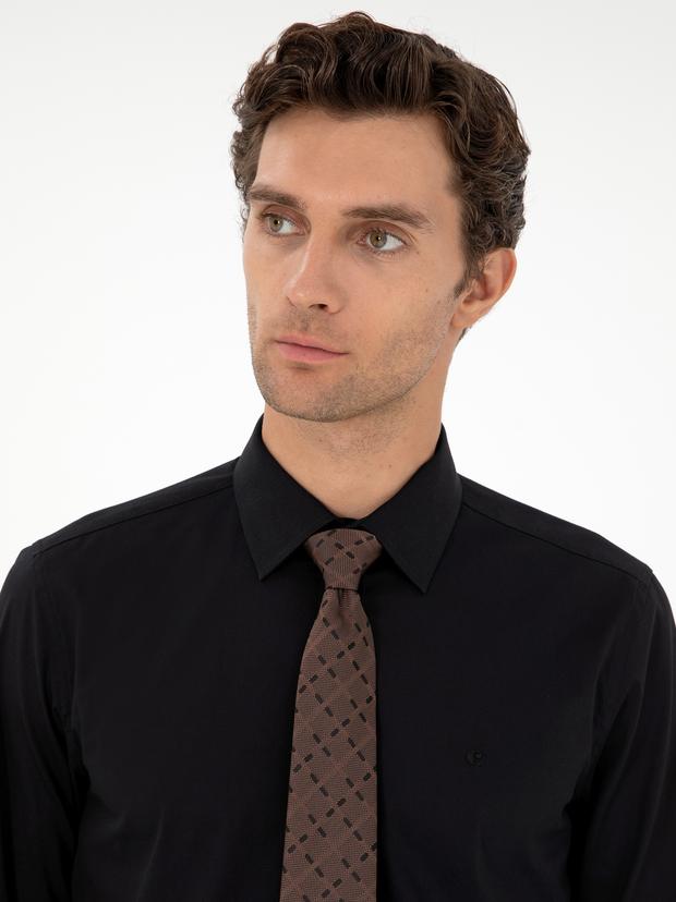 Siyah Slim Fit Uzun Kollu Gömlek