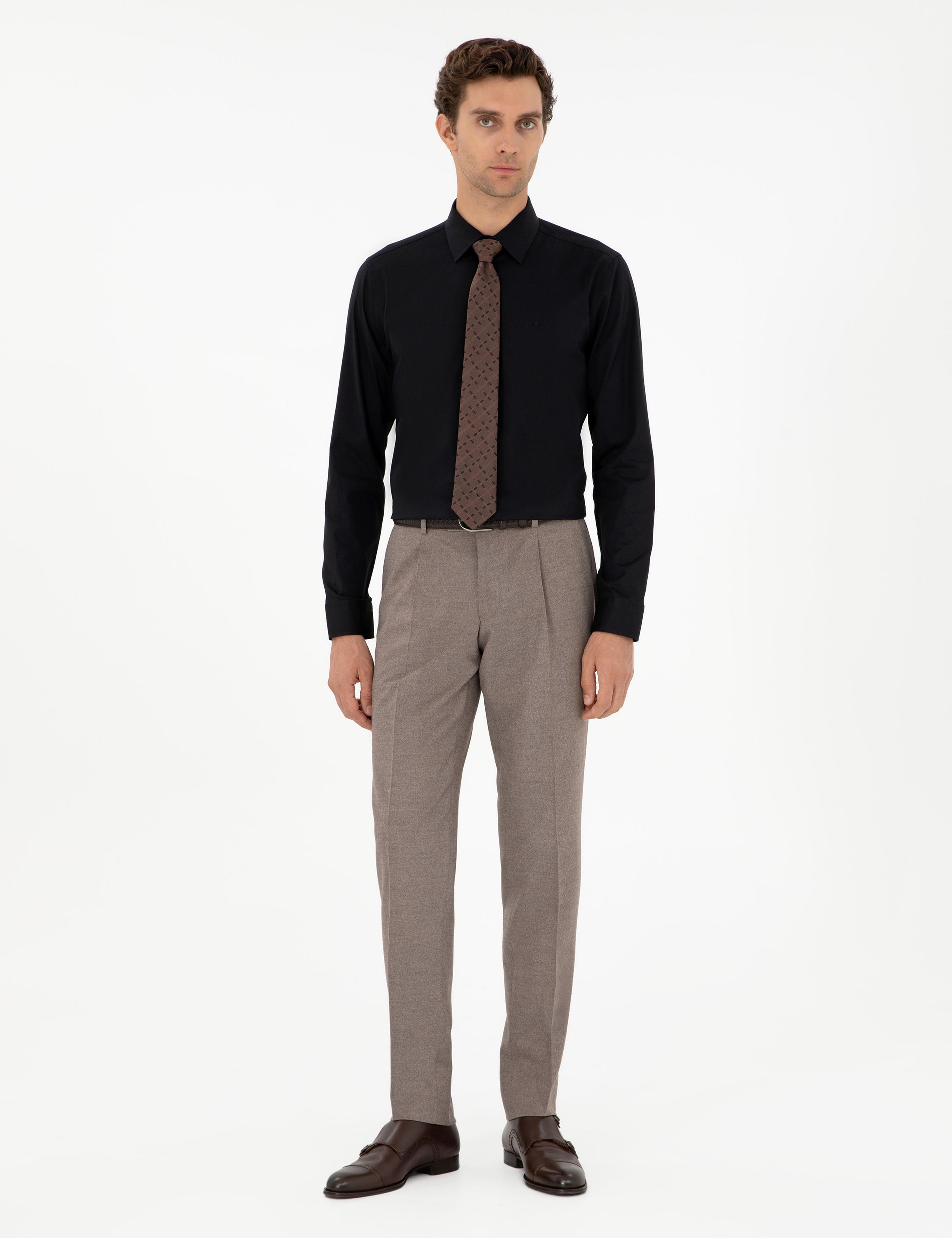 Siyah Slim Fit Uzun Kollu Gömlek - 50270157035