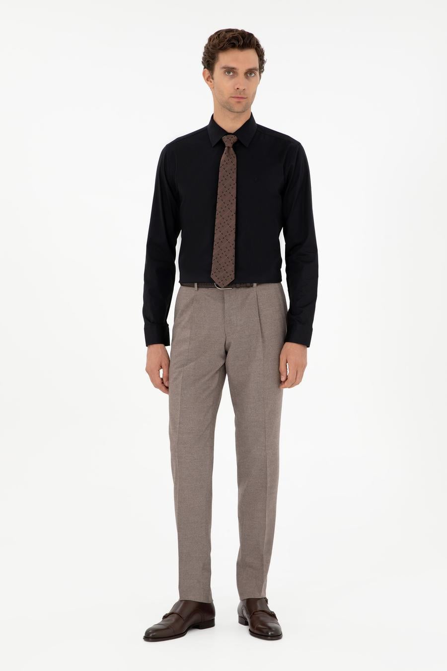 Siyah Slim Fit Uzun Kollu Gömlek - 50270157035