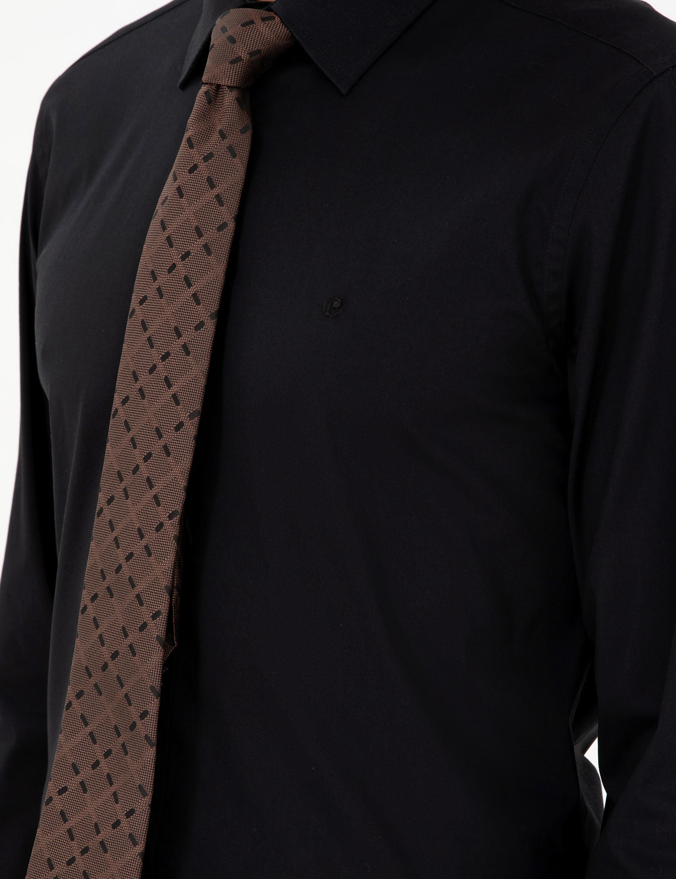 Siyah Slim Fit Uzun Kollu Gömlek - 50270157035