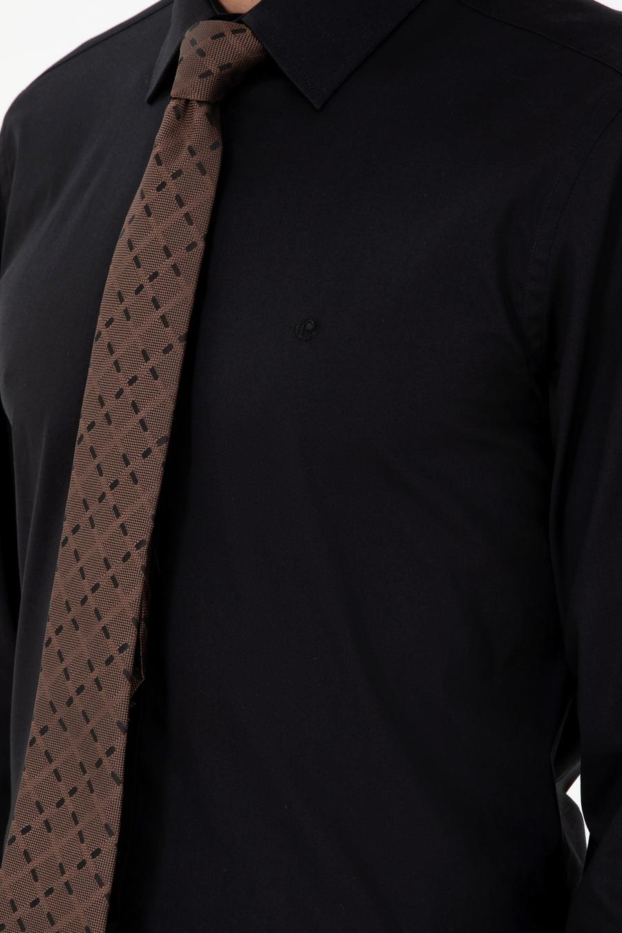 Siyah Slim Fit Uzun Kollu Gömlek - 50270157035