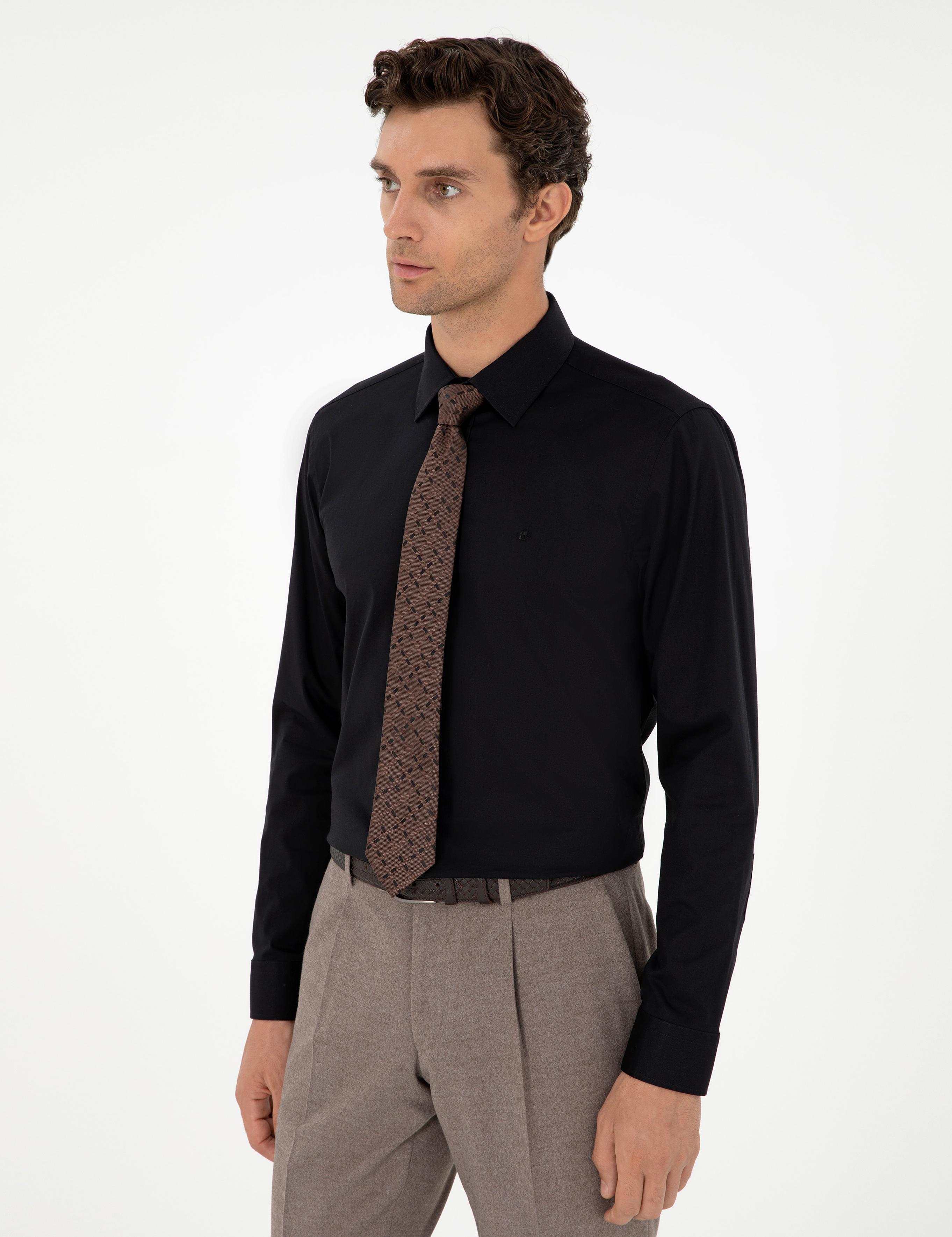 Siyah Slim Fit Uzun Kollu Gömlek - 50270157035