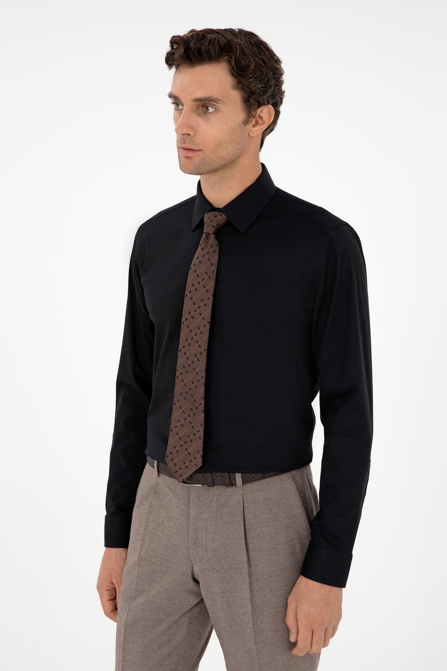 Siyah Slim Fit Uzun Kollu Gömlek - 50270157035