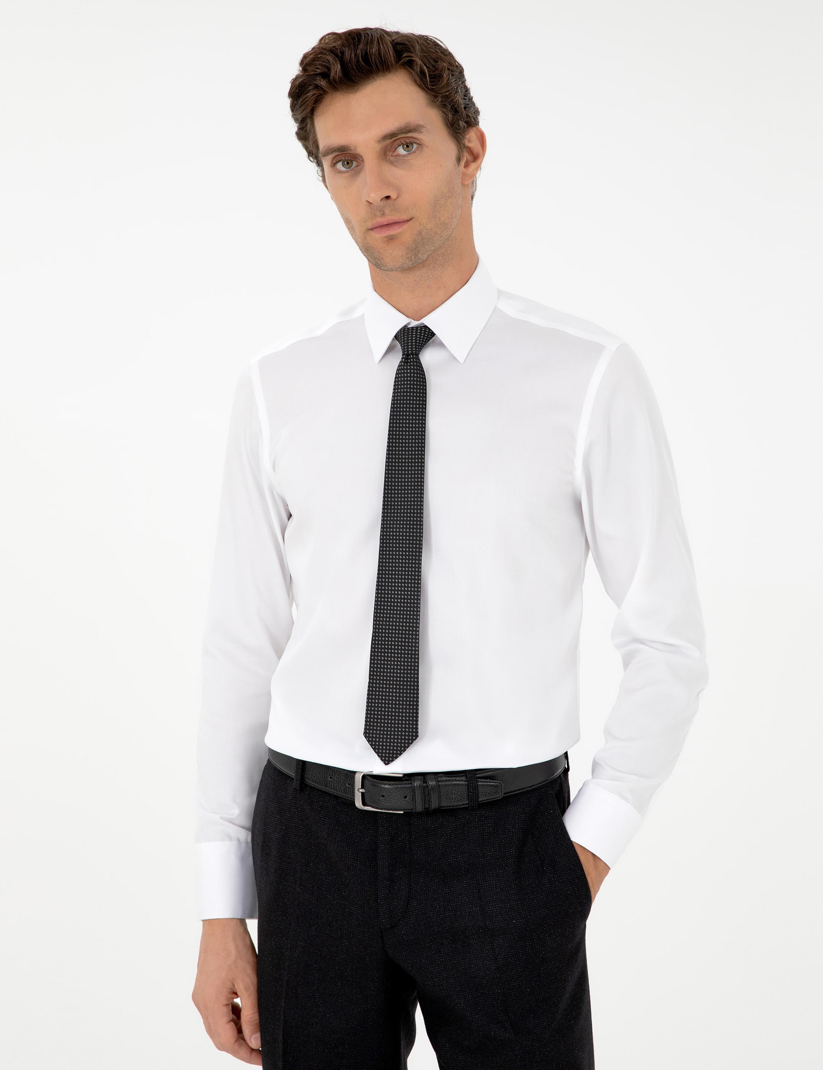 Beyaz Slim Fit Uzun Kollu Basic Gömlek - 50303302011