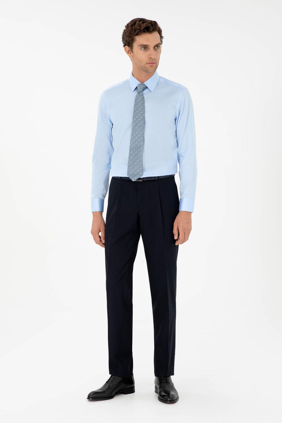 Açık Mavi Slim Fit Uzun Kollu Basic Gömlek - 50303302021