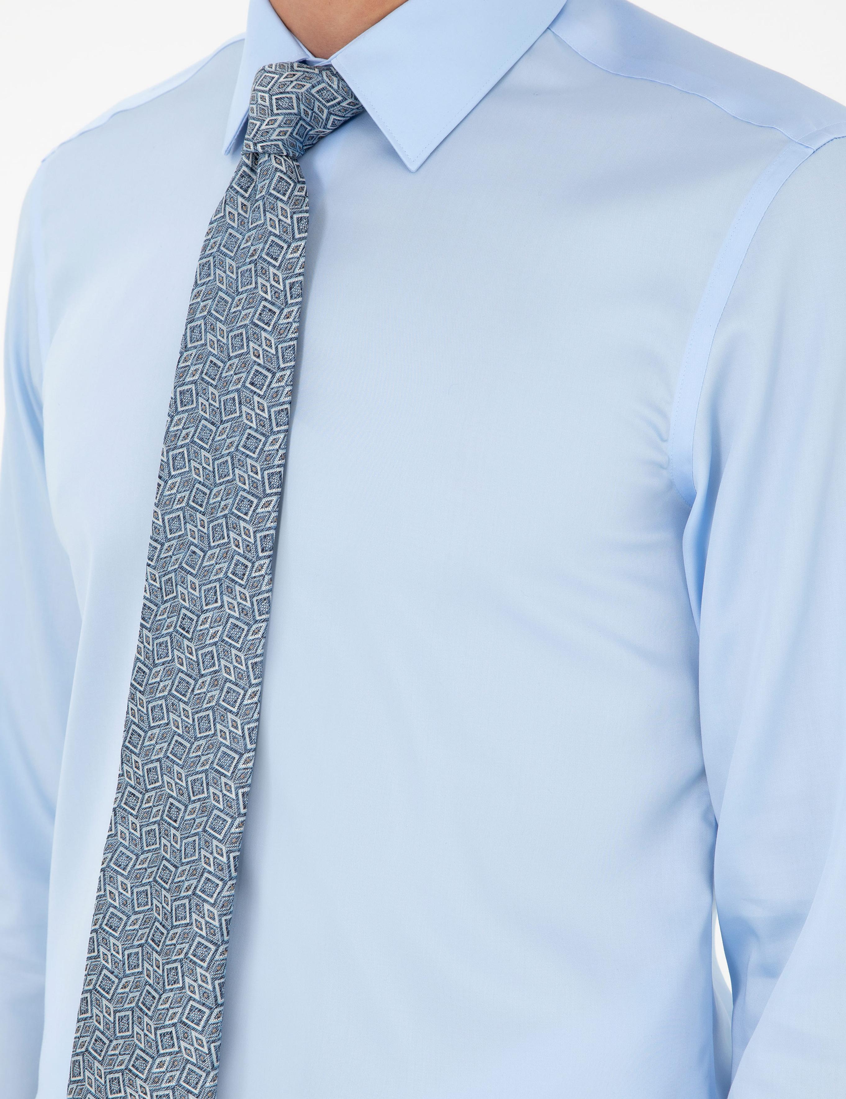 Açık Mavi Slim Fit Uzun Kollu Basic Gömlek - 50303302021