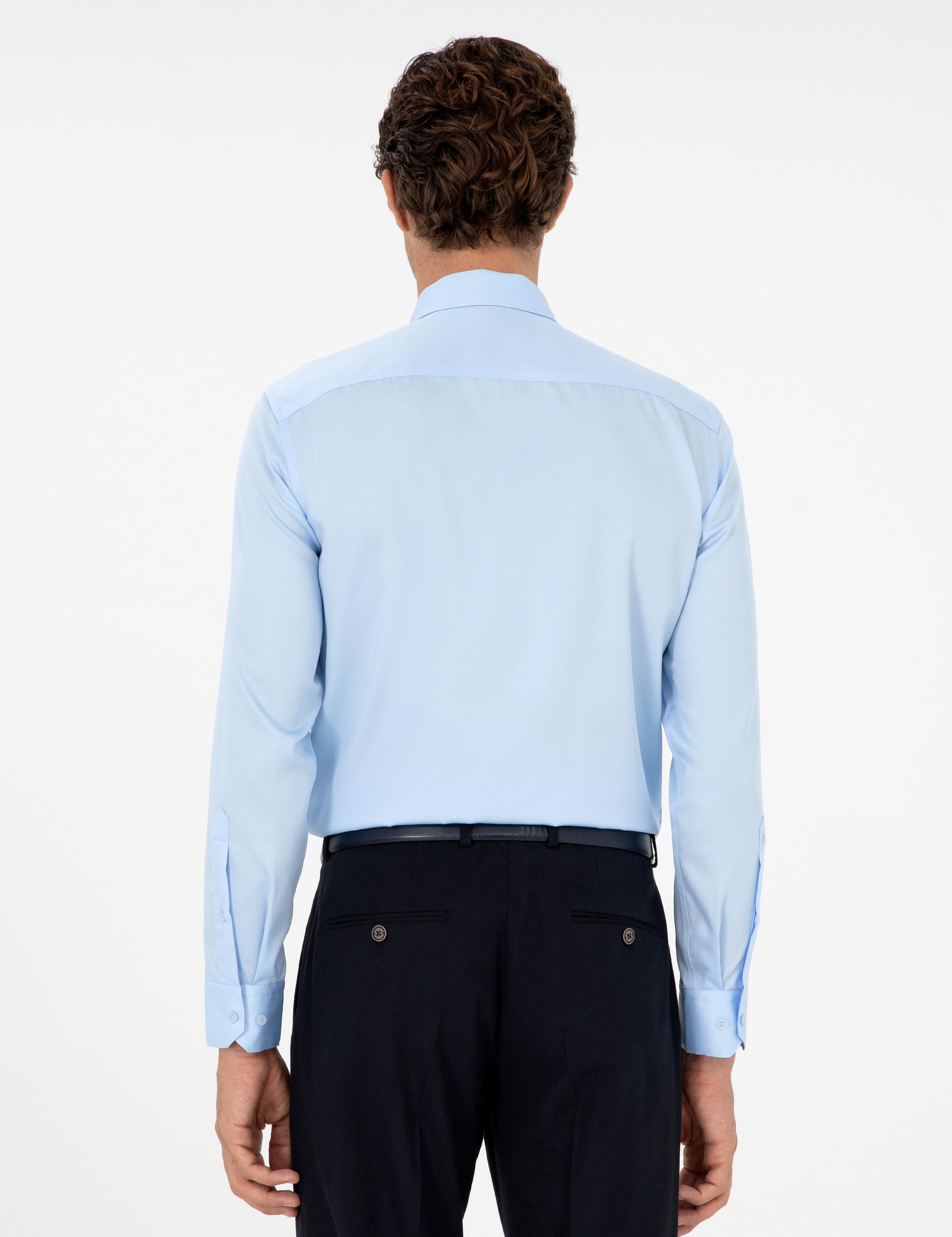 Açık Mavi Slim Fit Uzun Kollu Basic Gömlek - 50303302021