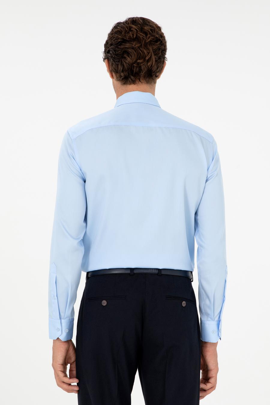 Açık Mavi Slim Fit Uzun Kollu Basic Gömlek - 50303302021