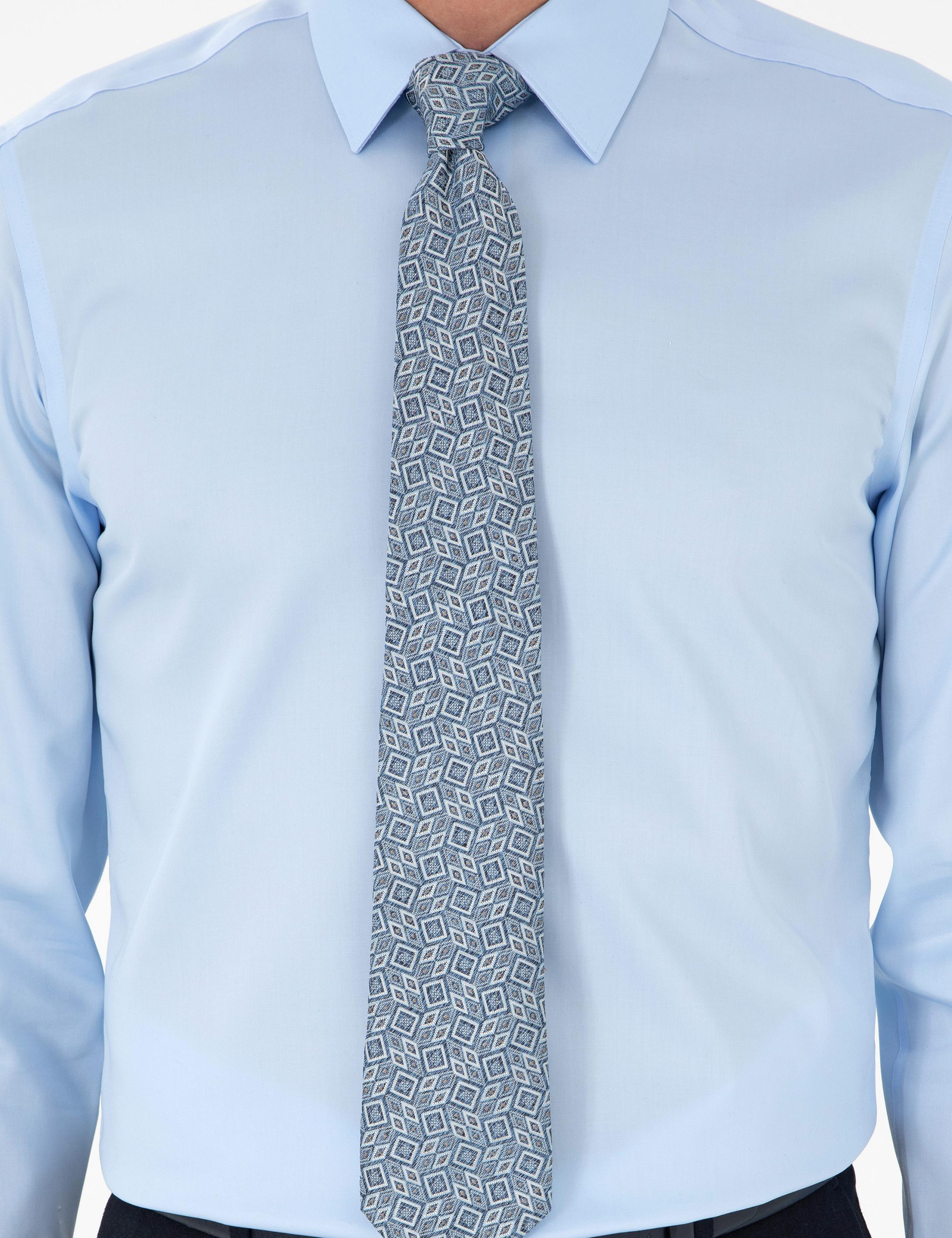 Açık Mavi Slim Fit Uzun Kollu Basic Gömlek - 50303302021