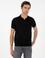 Siyah Slim Fit Keten Karışımlı Apaş Yaka Triko T-shirt