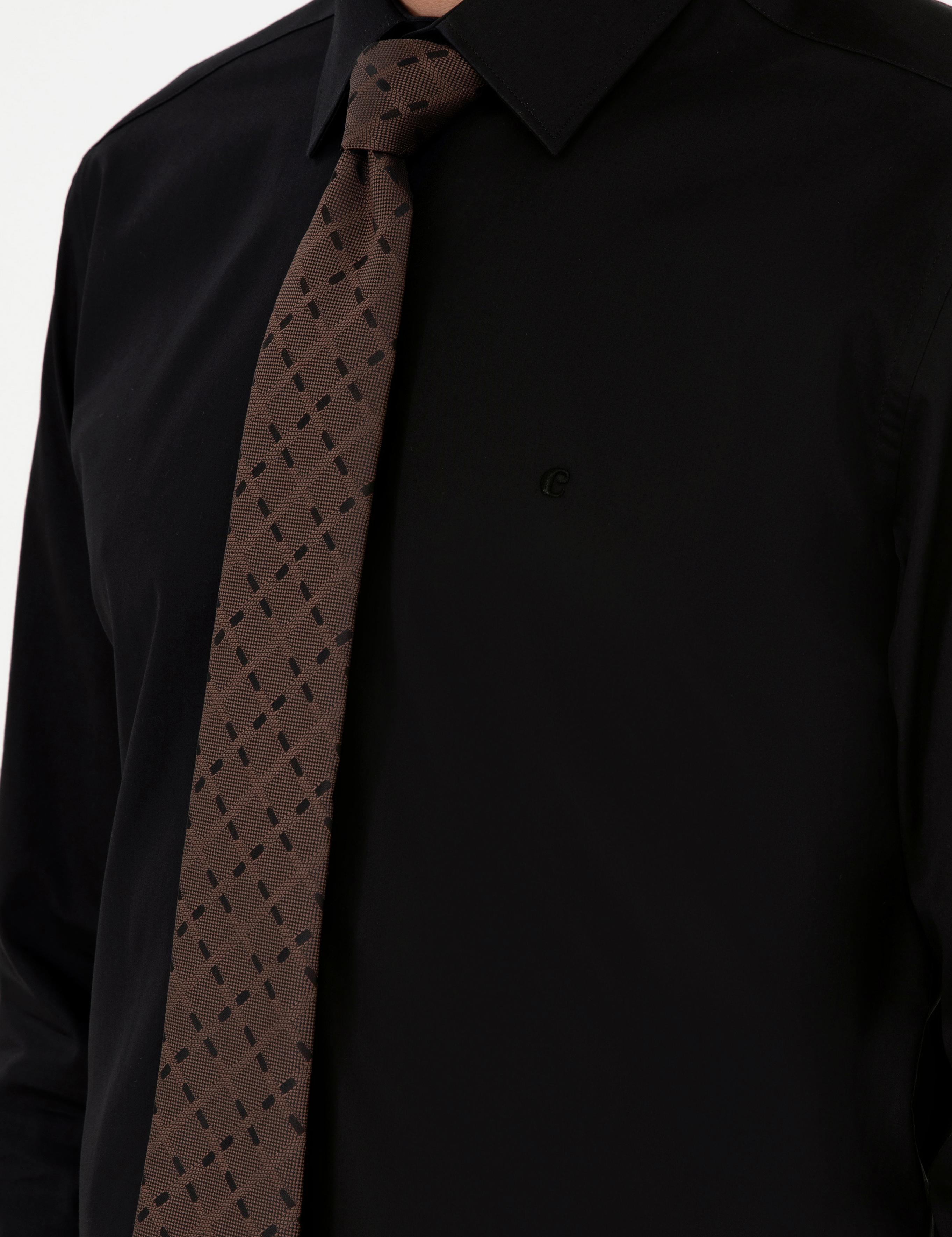 Siyah Modern Fit Uzun Kollu Basic Gömlek - 50277081073