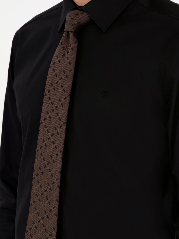 Siyah Modern Fit Uzun Kollu Basic Gömlek