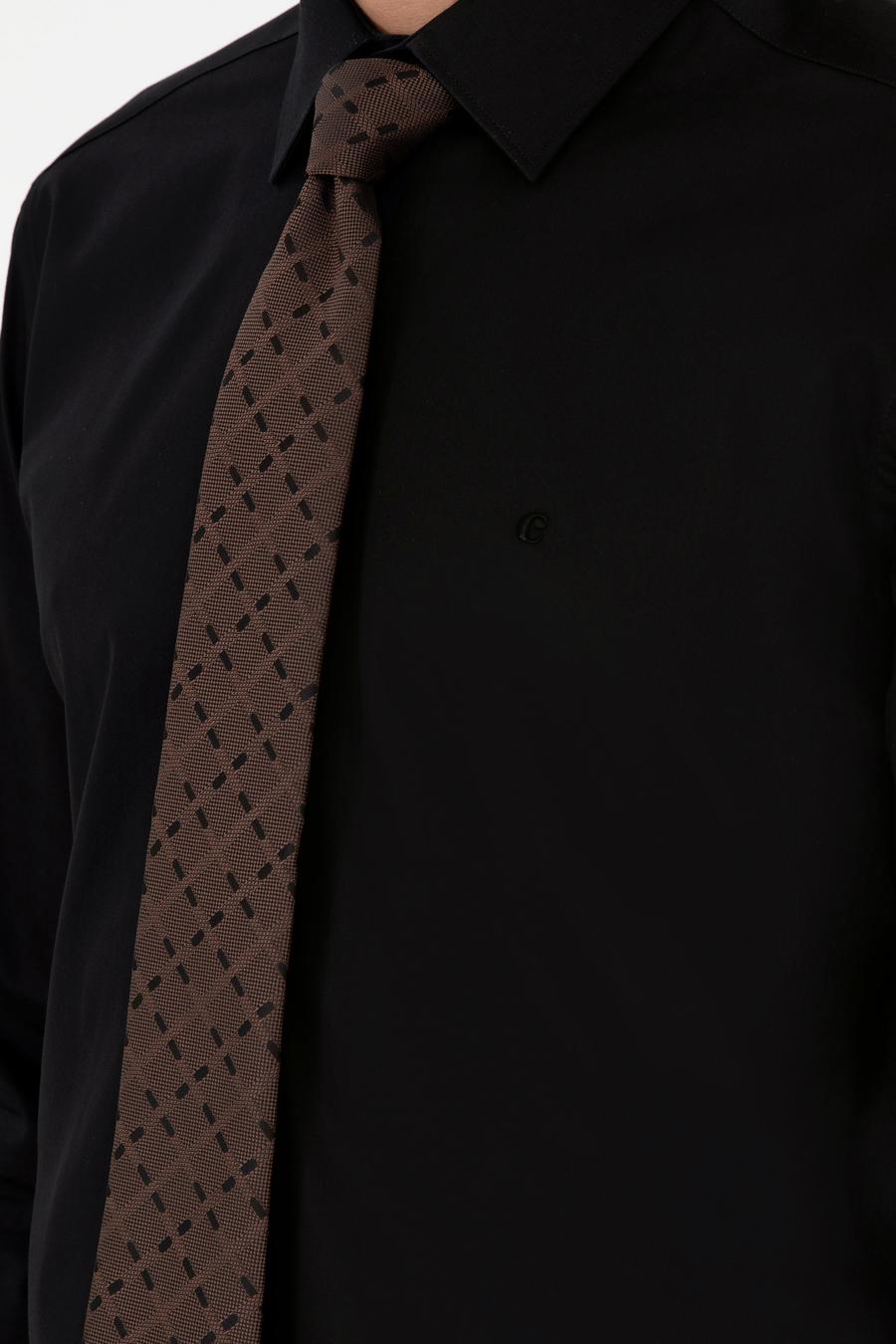 Siyah Modern Fit Uzun Kollu Basic Gömlek - 50277081073