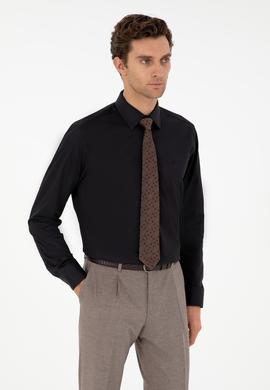 Siyah Modern Fit Uzun Kollu Basic Gömlek