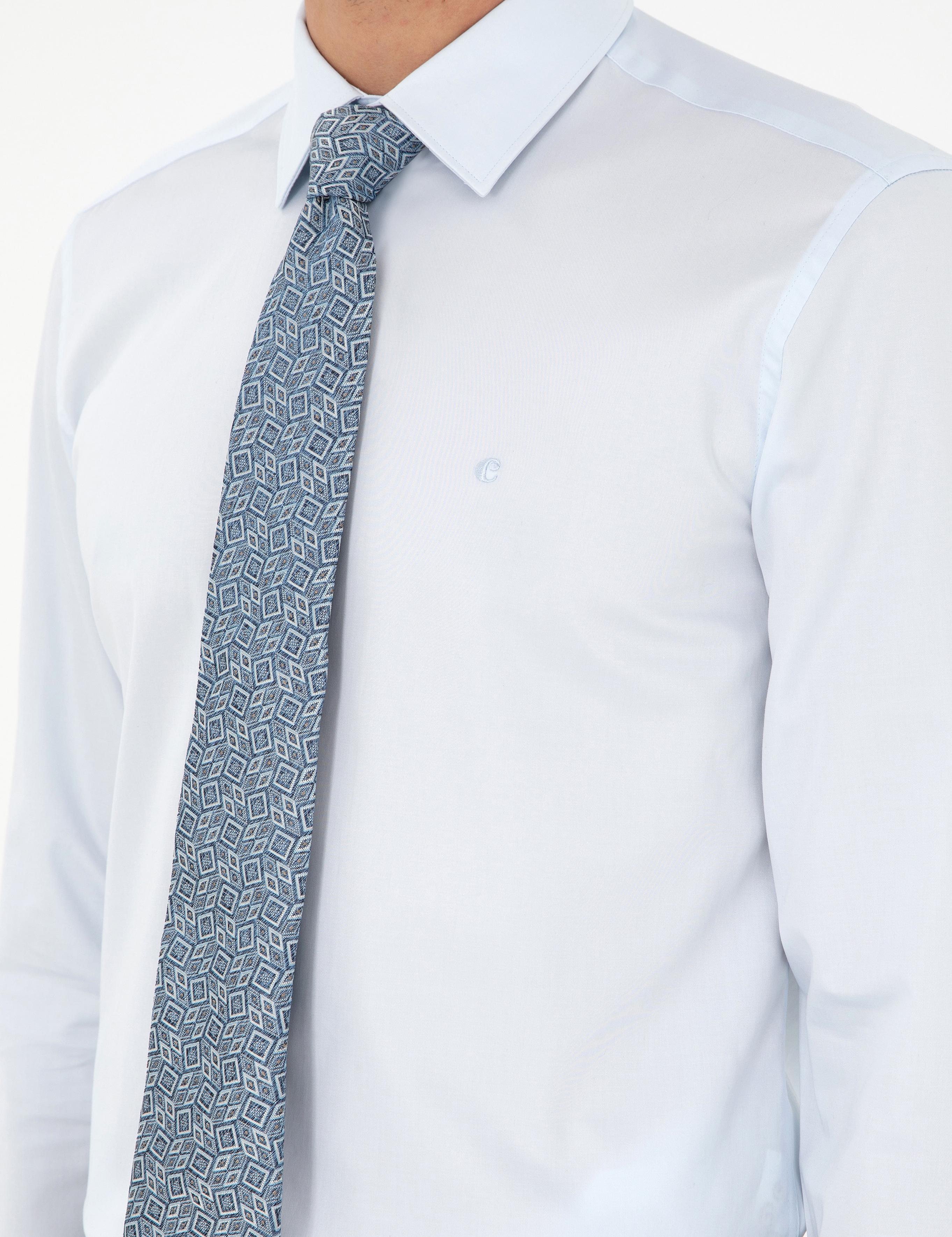 Açık Mavi Slim Fit Uzun Kollu Basic Gömlek - 50270154023