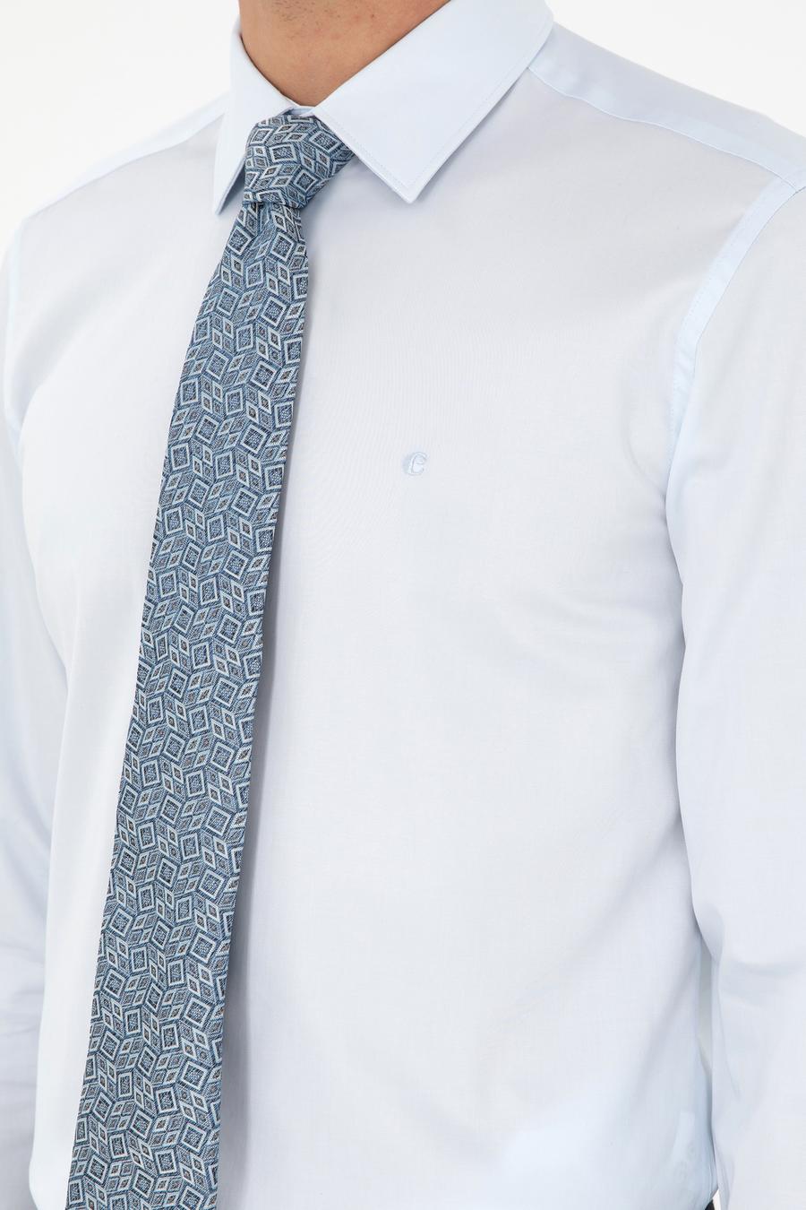 Açık Mavi Slim Fit Uzun Kollu Basic Gömlek - 50270154023