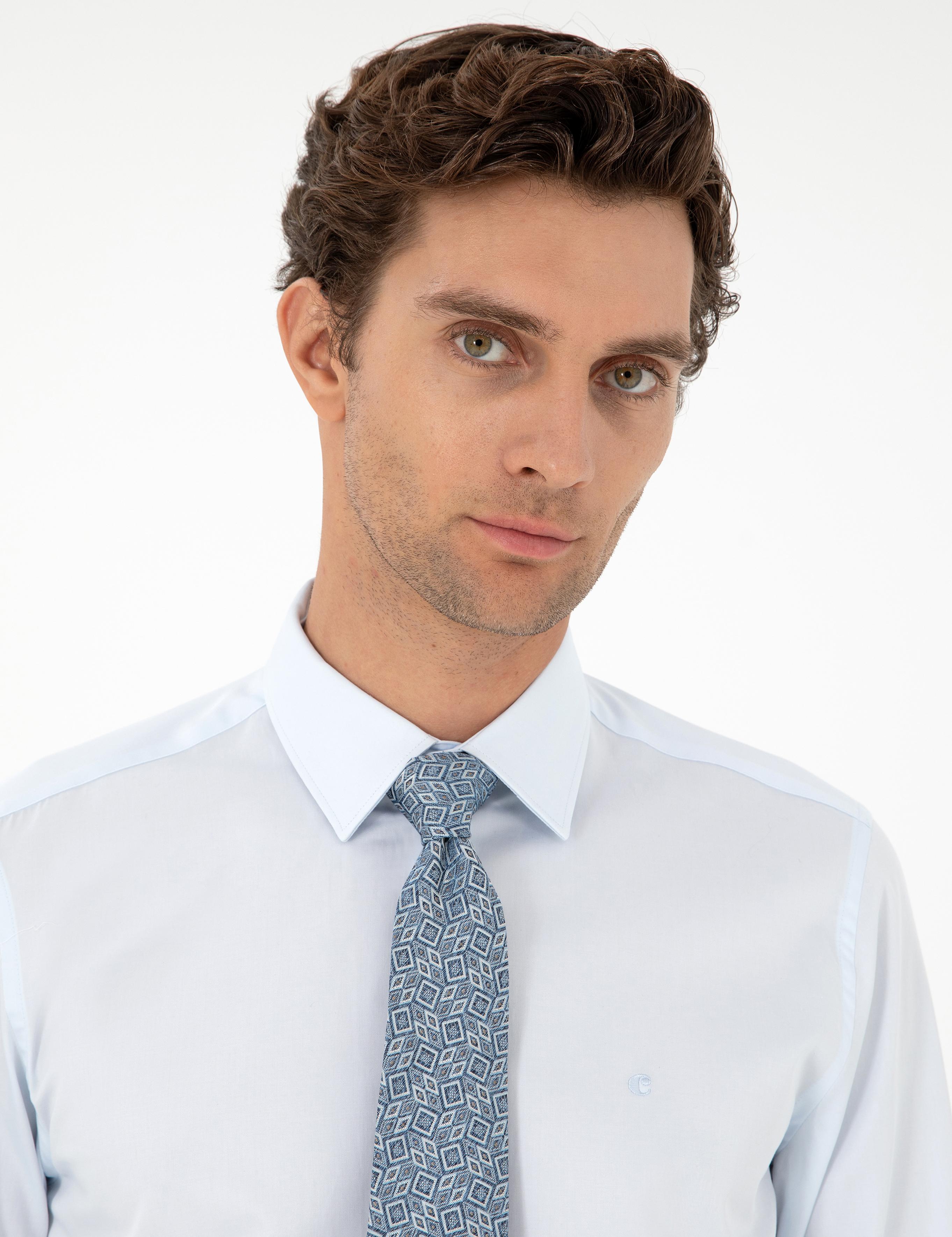 Açık Mavi Slim Fit Uzun Kollu Basic Gömlek - 50270154023