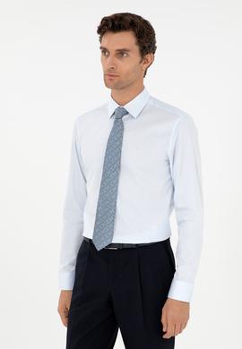 Açık Mavi Slim Fit Uzun Kollu Basic Gömlek