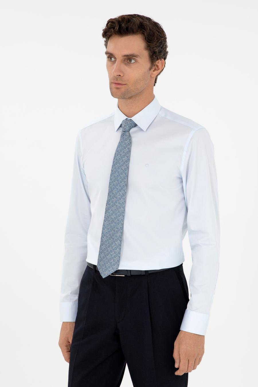Açık Mavi Slim Fit Uzun Kollu Basic Gömlek - 50270154023