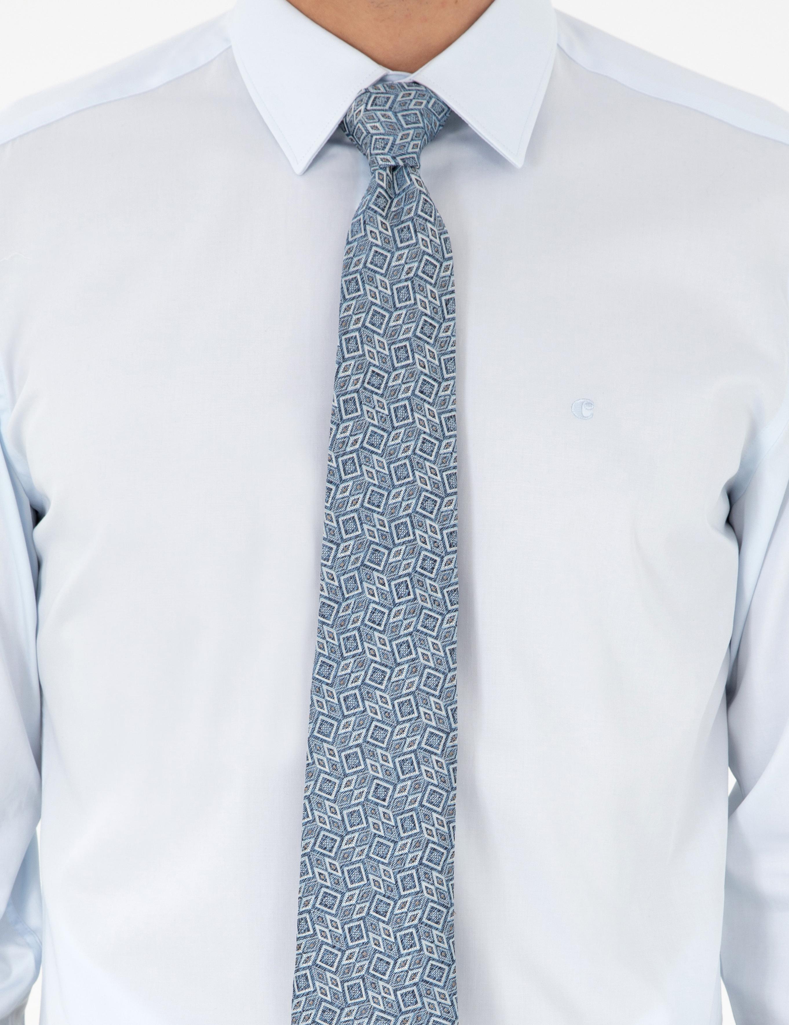 Açık Mavi Slim Fit Uzun Kollu Basic Gömlek - 50270154023