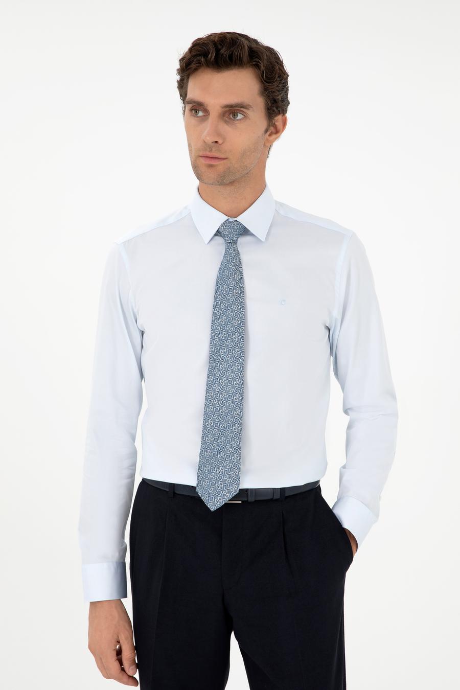 Açık Mavi Slim Fit Uzun Kollu Basic Gömlek - 50270154023
