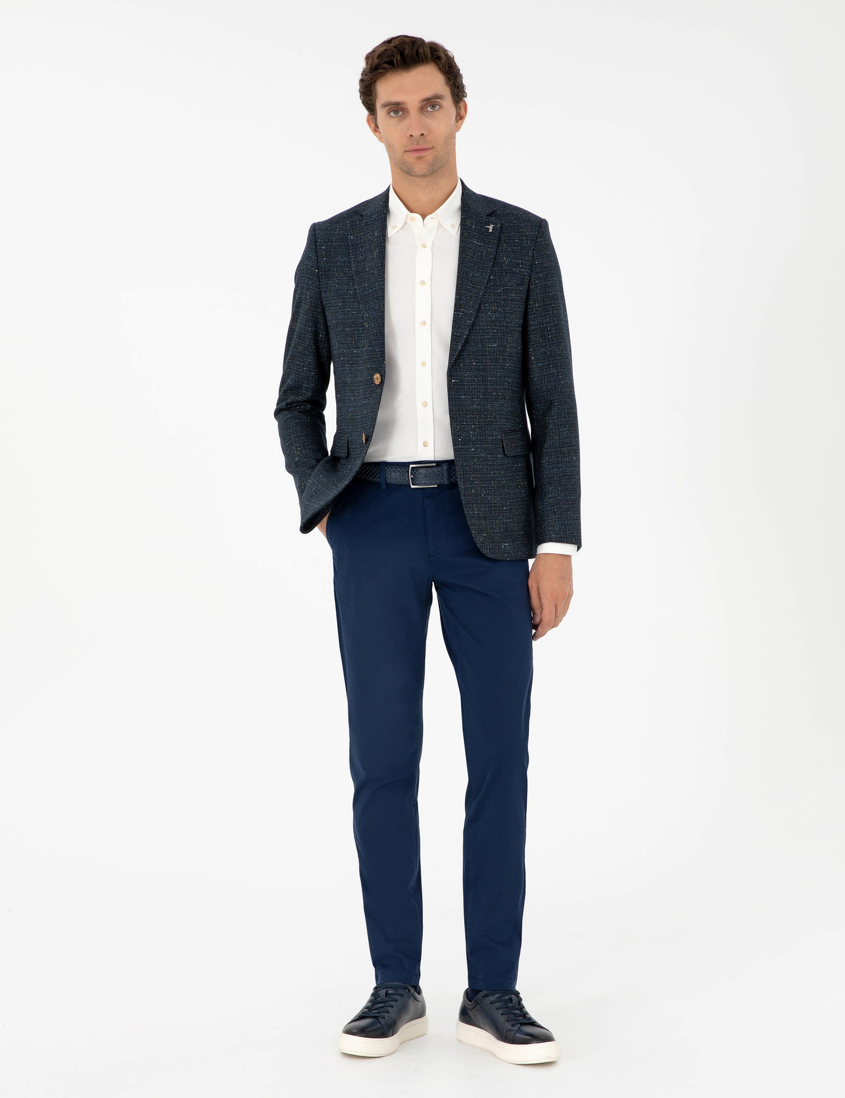 Lacivert Slim Fit Kanvas Pantolon - 50304318163
