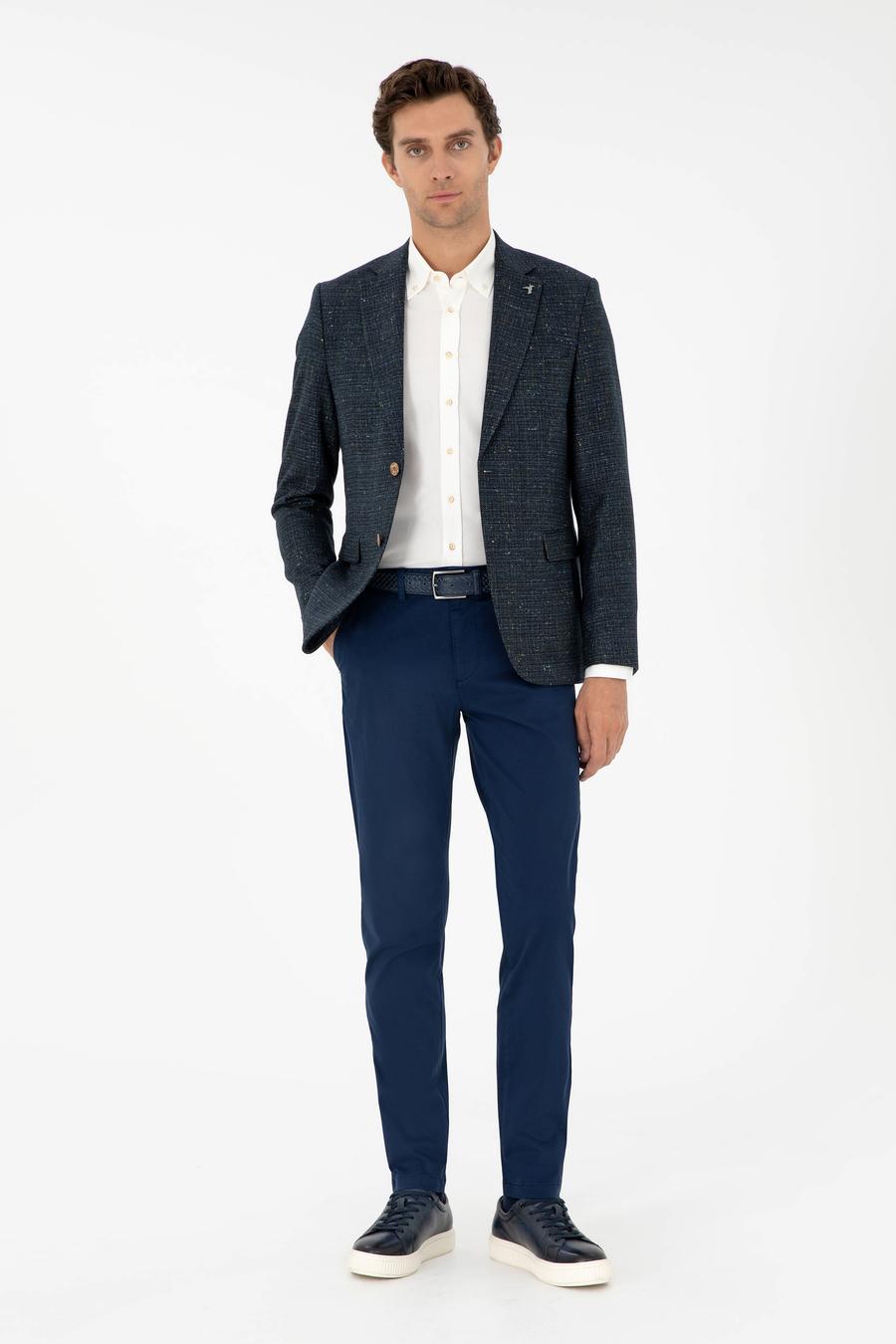 Lacivert Slim Fit Kanvas Pantolon - 50304318163