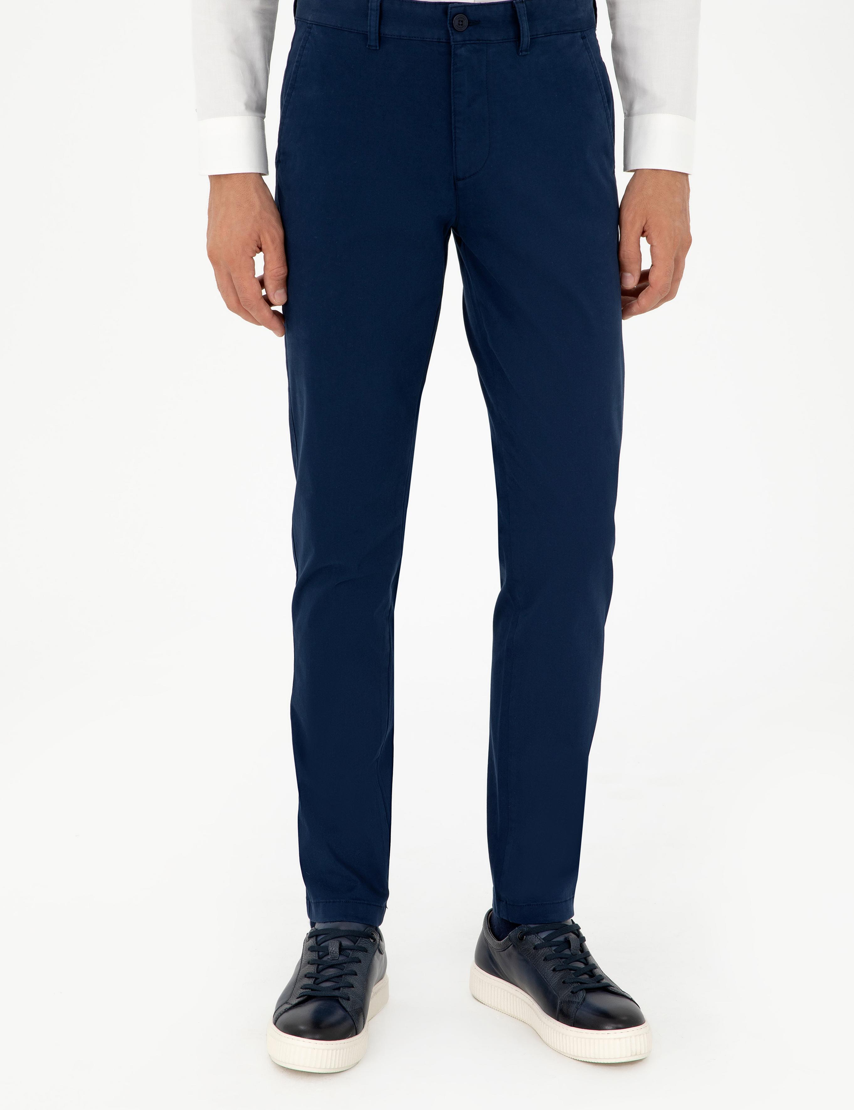 Lacivert Slim Fit Kanvas Pantolon - 50304318163