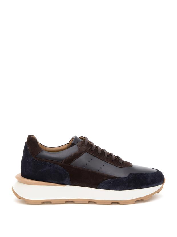 Lacivert Eva Taban %100 Deri Sneaker Ayakkabı