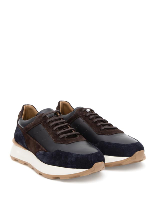 Lacivert Eva Taban %100 Deri Sneaker Ayakkabı